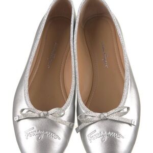 Salvatore Ferragamo Metallic Silver Flats